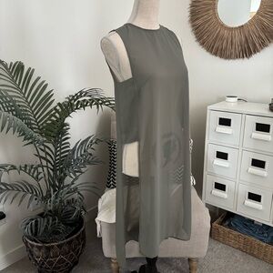 NWT H&M Sheer Green Cutout Longline Sleeveless Tunic Tank Top Dress 4